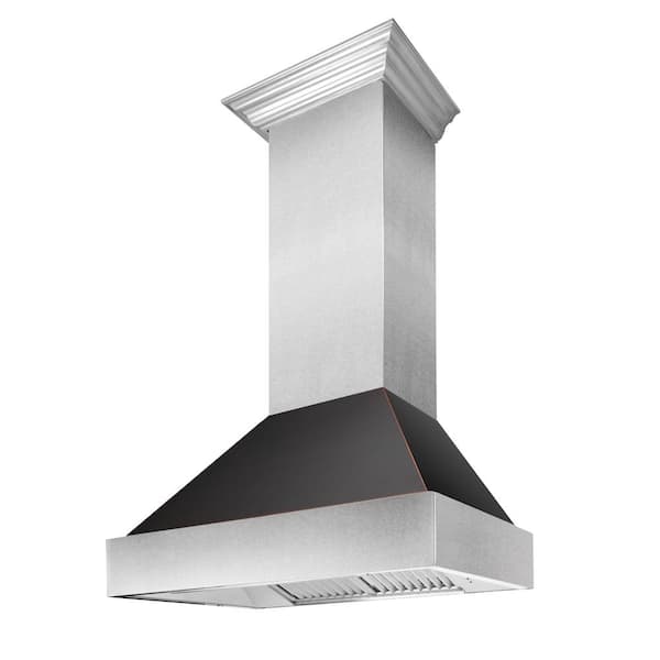 ZLINE Kitchen and Bath 36 in. 700 CFM Ducted Vent Wall Mount Range Hood with Oil Rubbed Bronze Shell in Stainless Steel