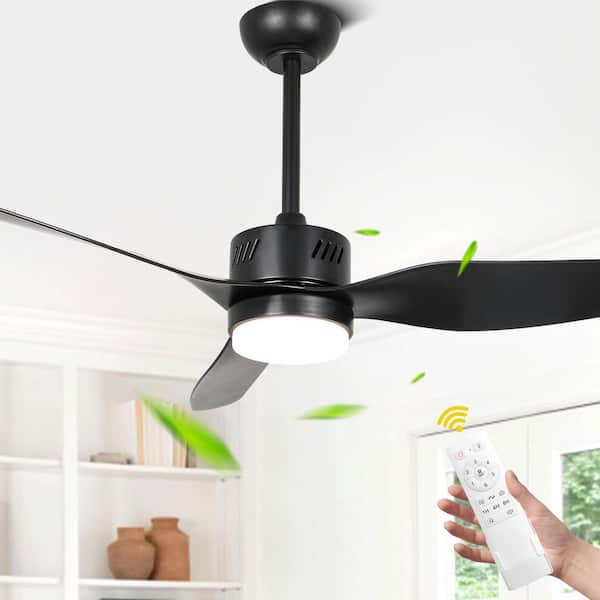 Trevina 46 in. Indoor Matte Black Modern Reversible Ceiling Fan with Lights, 6-Speed Dimmable Ceiling Fan with remote