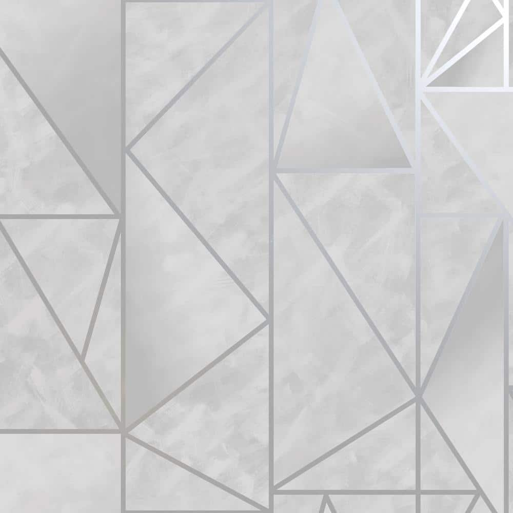 Walls Republic R6479 Grey & Silver Bohemian Metallic Triangles Wallpap