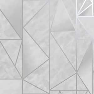 Bohemian Metallic Triangles Wallpaper Grey & Silver Paper Strippable Roll (Covers 57 sq. ft.)