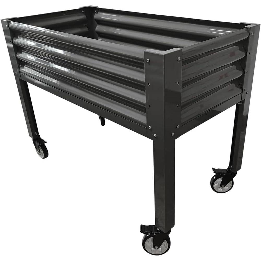 48 x 24 x 35 in. Galvanized Steel Garden Raised Bed with Legs-Movable Eleva
