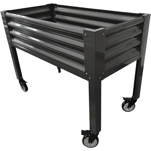 Unbranded 48 x 24 x 35 in. Galvanized Steel Garden Raised Bed with Legs-Movable Elevated Planter Box on Wheels w/600 lbs. Capacity