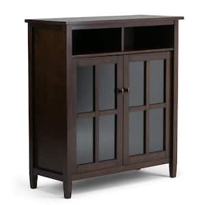 Warm Shaker Solid Wood 39 in. Wide Transitional Medium Storage Media Cabinet in Tobacco Brown