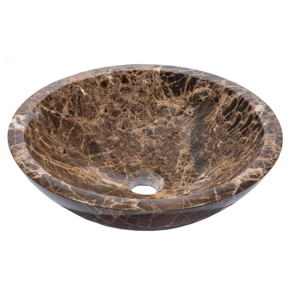 Dark Emperador Marble Circular Bathroom Vessel Sink