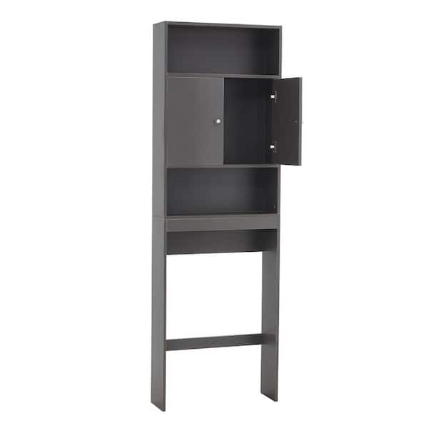 Miscool Ami Gray 25 in. W x 77 in. H x 8 in. D Bathroom Over The Toilet Storage Bathroom SpaceSaver with shelves With Doors