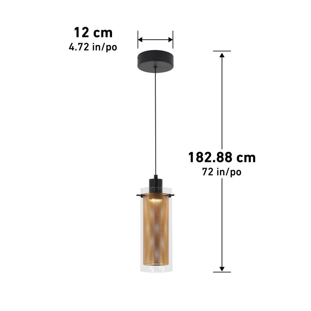 Elegant Matte Black and Gold LED Glass Pendant Light