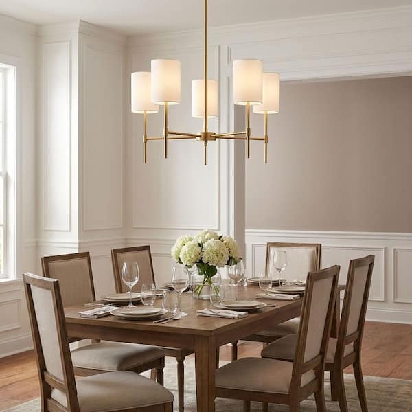 Savoy House 25 in. W x 15 in. H 5-Light Natural Brass Chandelier