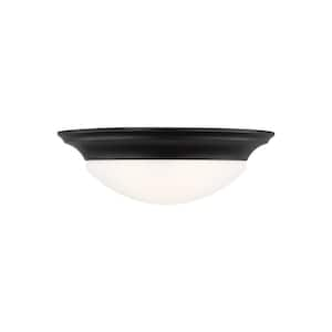 Nash 16.75 in. 3-Light Midnight Black Flush Mount