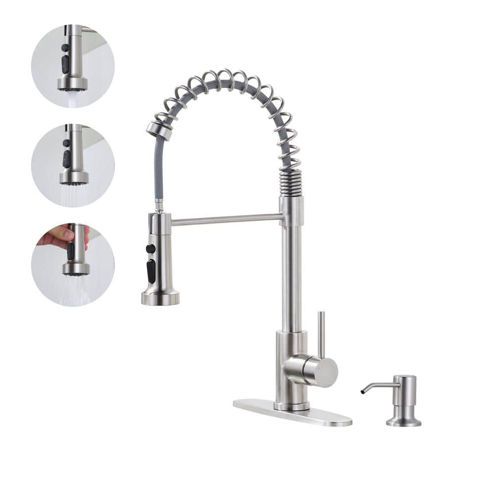 Single Handle Pull Down Sprayer Kitchen Faucet with Soap Dispenser, Pull Out Spray Wand in Brushed Nickel price history on PriceWatchPro