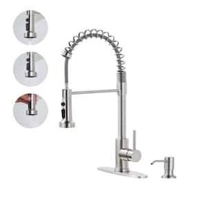 Single Handle Pull Down Sprayer Kitchen Faucet with Soap Dispenser, Pull Out Spray Wand in Brushed Nickel