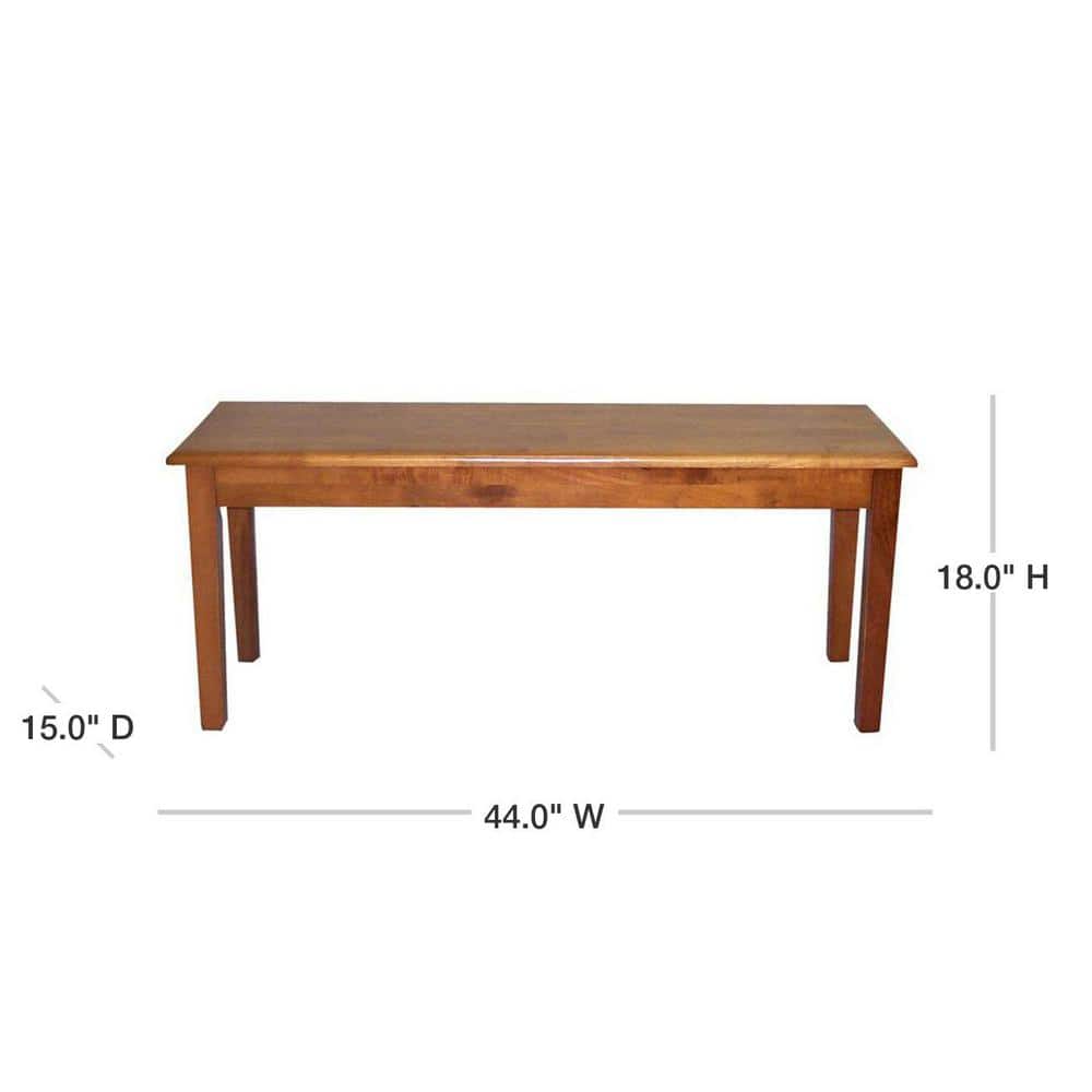 Eco-Friendly Rubberwood Shaker Style 45'' Dining Bench in Oak