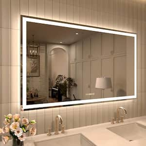 60 in. W x 36 in. H Rectangular Frameless LED Wall Bathroom Vanity Mirror