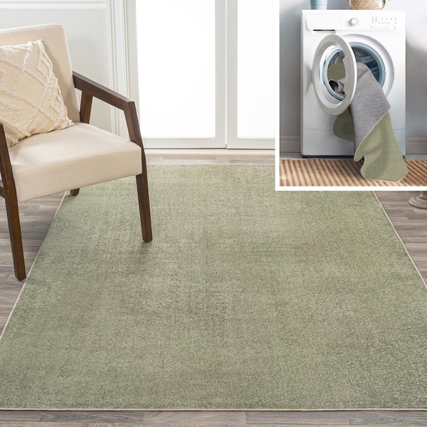 JONATHAN Y Twyla Classic Sage Green 3 ft. x 5 ft. Solid Low-Pile Machine-Washable Area Rug
