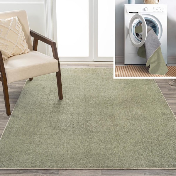JONATHAN Y Twyla Classic Sage Green 5 ft. x 8 ft. Solid Low-Pile Machine-Washable Area Rug