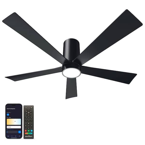 Nouvo 5 52 in. Smart Indoor Pearl Black 5-Blade WiFi Ceiling Fan with Adjustable Color & Tunable White LED, Remote