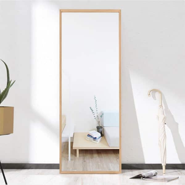 Lirago 65 in. H x 22 in. W Classic Solid Wood Thin Edge Log Color Frameld Full Length Vanity Mirror with Bracket