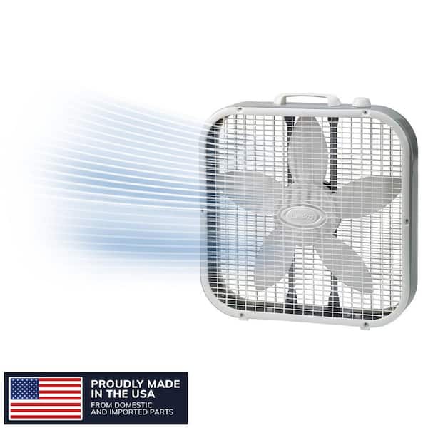 20 in. 3 Speed Air Circulating Box Fan for Home in White with Save Smart Technology, 1820 CFM and Carry Handle