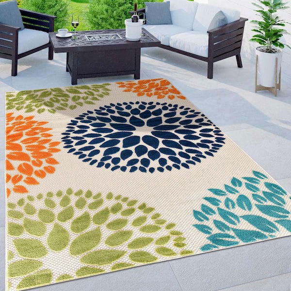 Bliss Rugs Oasis Modern Multi-Color Outdoor Area Rug, 8' x 10