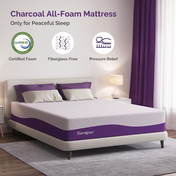 12 in. Full Medium Firm Gel Blend Bamboo Charcoal Memory Foam Smooth Top Mattress