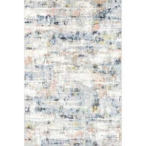 Aaliyah Casual Abstract Machine Washable Blue 3 ft. x 5 ft. Accent Rug