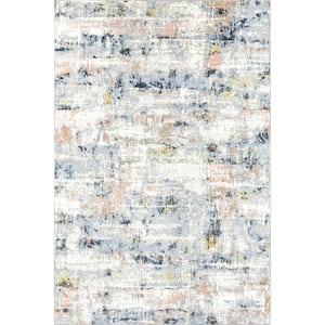 Aaliyah Machine Washable Blue 5 ft. x 8 ft. Abstract Area Rug