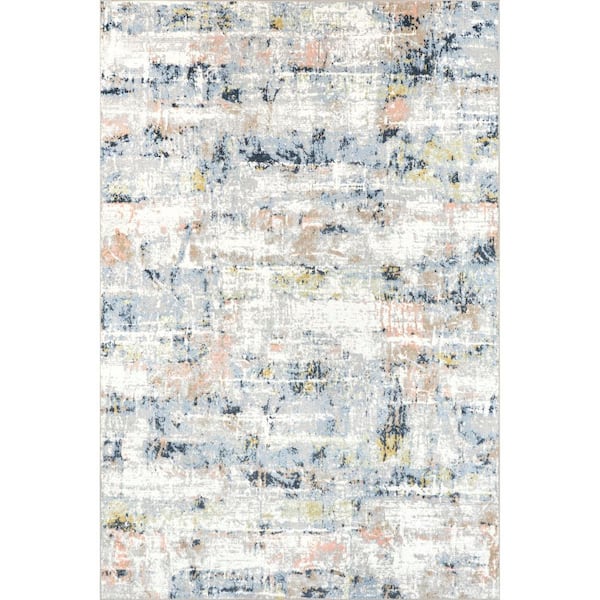 nuLOOM Aaliyah Casual Abstract Machine Washable Blue 9 ft. x 12 ft. Area Rug