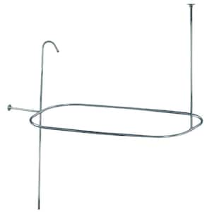 Vintage 57 in. Oval Shower Rod and Shower Riser Enclosure in Polished Chrome