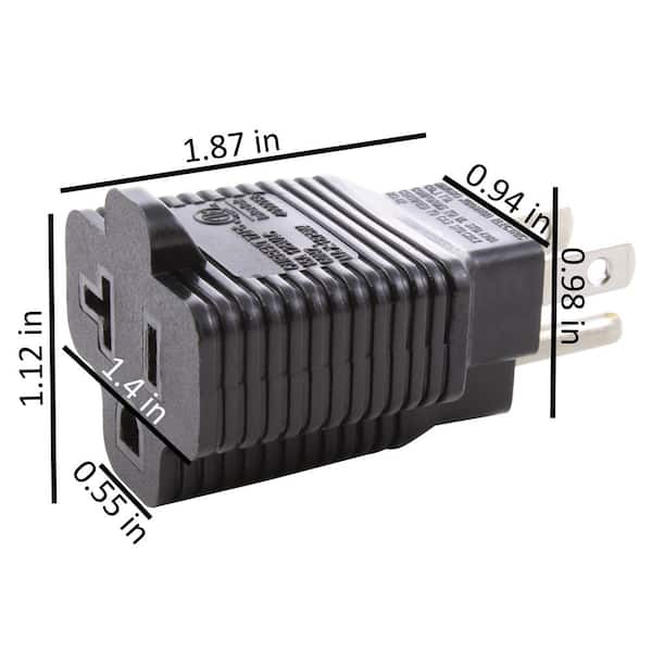 Household electrical adapter NEMA 5-15P male to NEMA 5-20R female'adapter_mu 