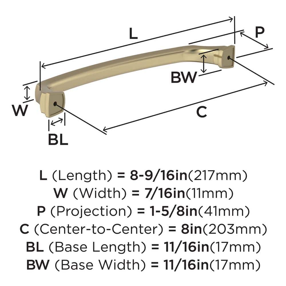 Golden Champagne 8" Modern Traditional Cabinet Pull