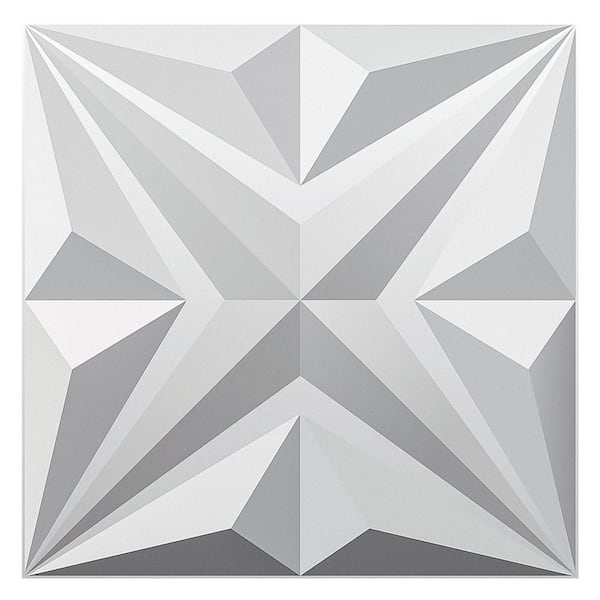 Art3d Star Design Series 19.7 in. x 19.7 in. 3D Embossed Decorative Wall Panel in White 12-Panels