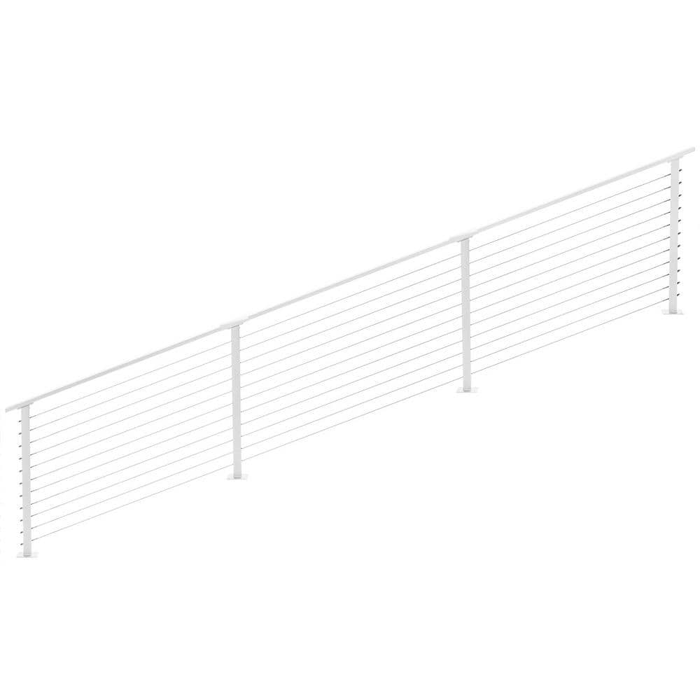 CityPost 18 ft. Stair Cable Railing, 36 in. Base Mount in White CP-18-W ...