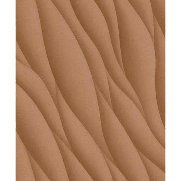 Walls Republic Copper 3D Ocean Waves Print Non-Woven Paper Paste the Wall Textured Wallpaper 57 sq. ft.