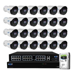 32-Channel 8MP 4K NVR 8TB Security Camera System with 24 Wired IP POE Cameras Bullet Fixed Lens, Artificial Intelligence