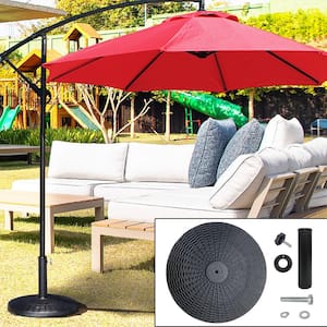 62lbs Patio Umbrella Base 2-Piece Stand Fan-shape Outdoor Table Pole Resin 