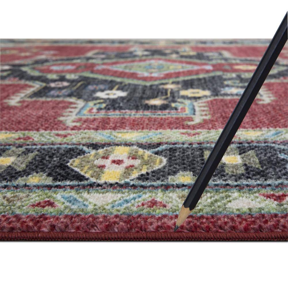Heriz Medallion Red and Black Synthetic 5' x 7' Area Rug