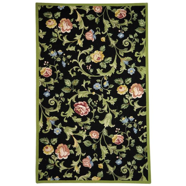 Chelsea 4 ft. x 6 ft. Black Vine Oval Rug