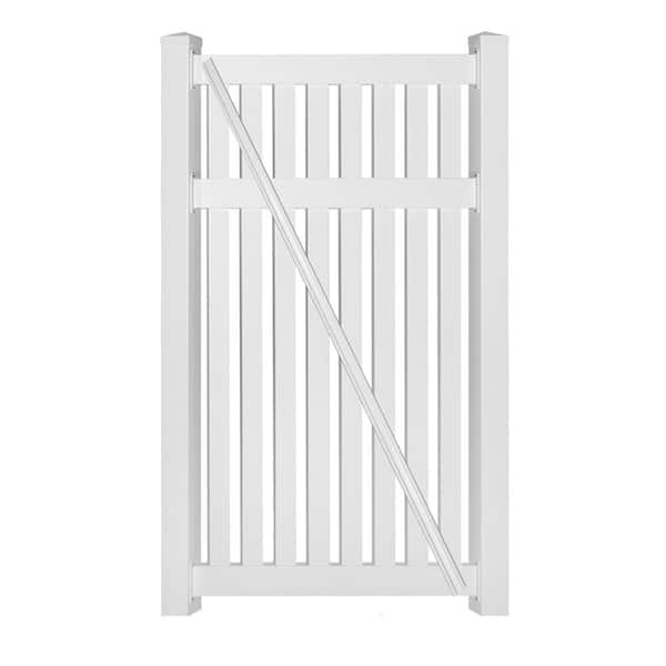 Weatherables Crestview 4 ft. W x 5 ft. H White Vinyl Pool Fence Gate