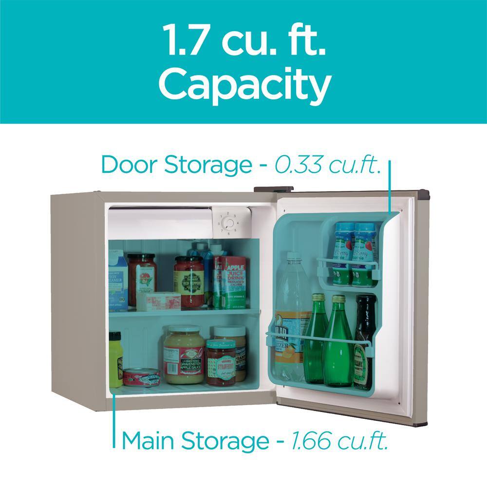 Compact 1.7 cu. ft. Silver Mini Fridge with Energy Star Certification