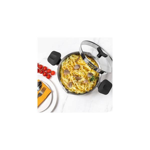 Stainless Steel Stock Pot 6 qt with Strainer Lid - Induction Ready