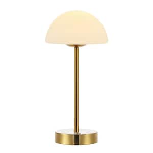 Xavier 12.5 in. Brass Gold/White Modern Minimalist Iron Rechargeable Integrated LED Table Lamp