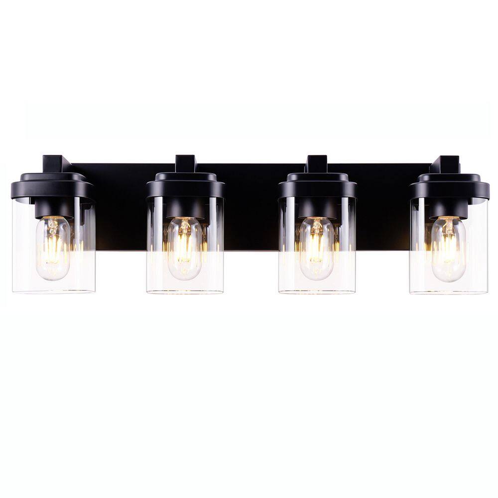 4 Light Black Bathroom Vanity Light, Bathroom Light Fixture with Clear Glass Shade, Vanity Light Fixtures Over Mirror price history on PriceWatchPro