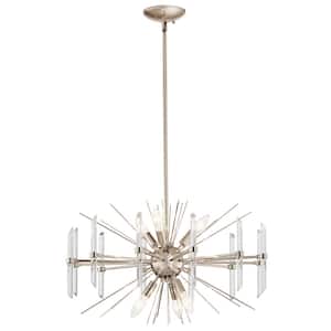 Eris 23.5 in. 6-Light Polished Nickel Contemporary Crystal Circle Chandelier for Dining Room