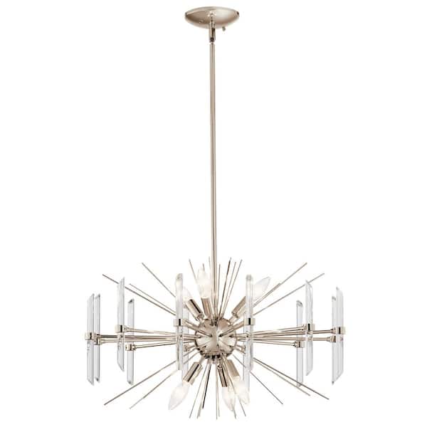 KICHLER Eris 23.5 in. 6-Light Polished Nickel Contemporary Crystal Circle Chandelier for Dining Room