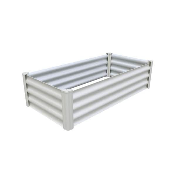 48 in. W x 24 in. D x 12 in. H Surfmist Metal Raised Garden Bed