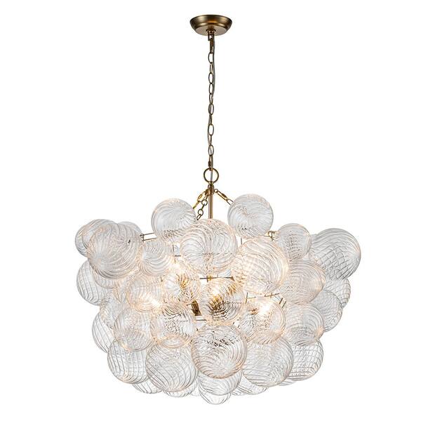 Novelbright『Chandelier』 HUOKU Neuvy 8-Light 33 in. W Brass Chandelier with Swirled