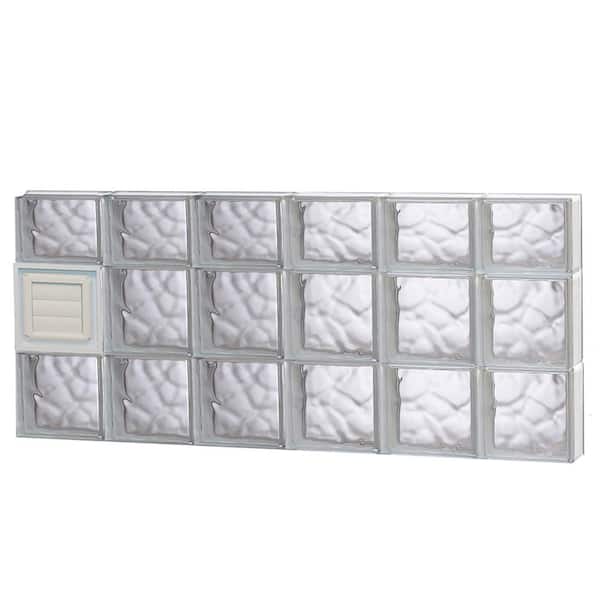 Clearly Secure 46.5 in. x 21.25 in. x 3.125 in. Frameless Wave Pattern Glass Block Window with Dryer Vent