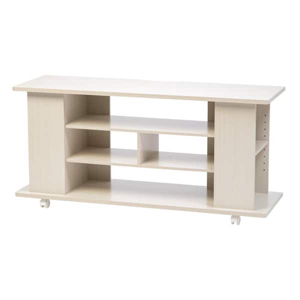IRIS 15 in. Off-White Wood TV Stand Fits TVs Up to 50 in. with Cable Management