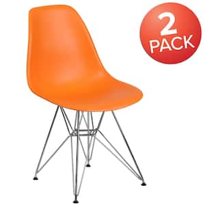 Orange Plastic Party Chairs (Set of 2)