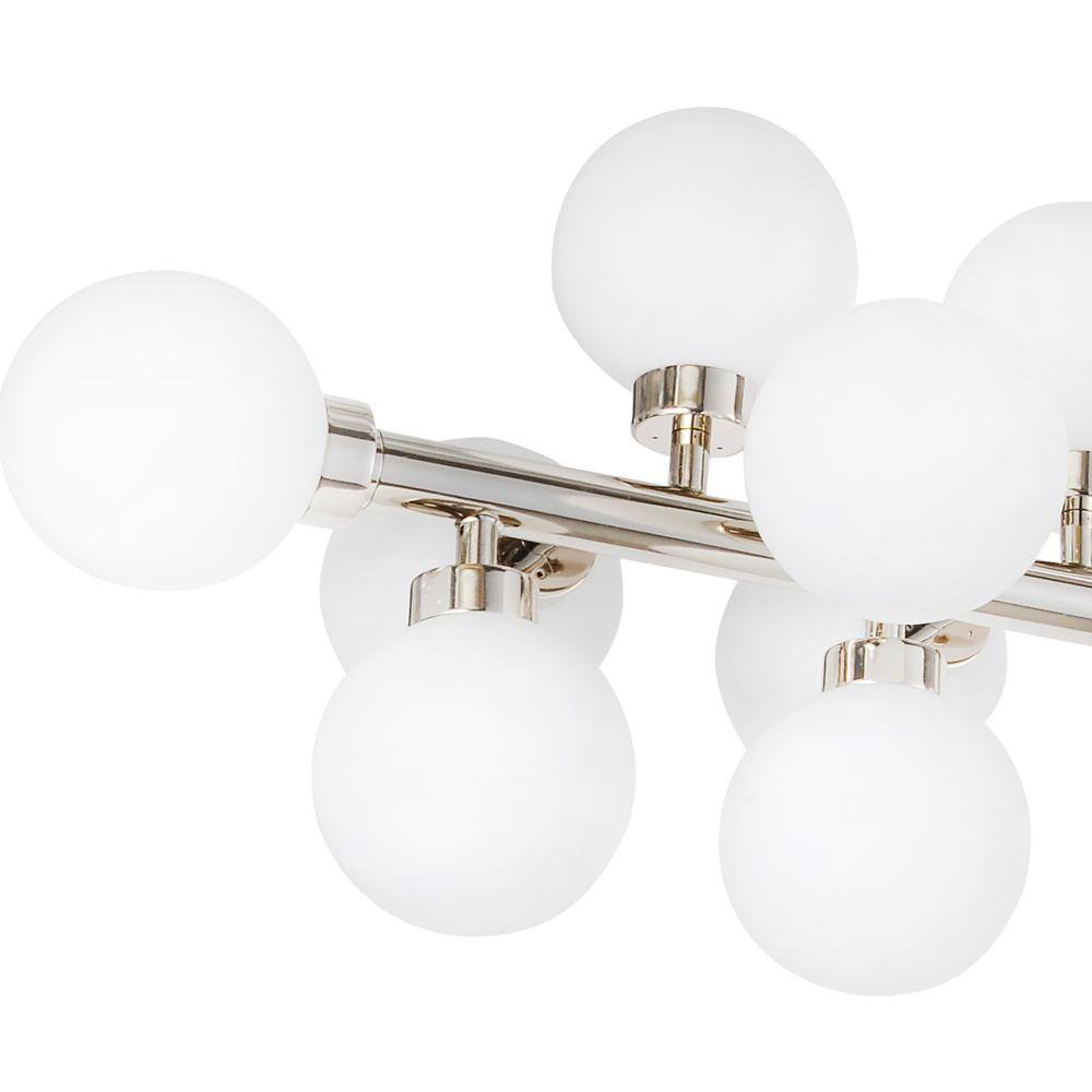 Bethel 35.4" Chrome Sputnik Chandelier with White Glass Globe Shades