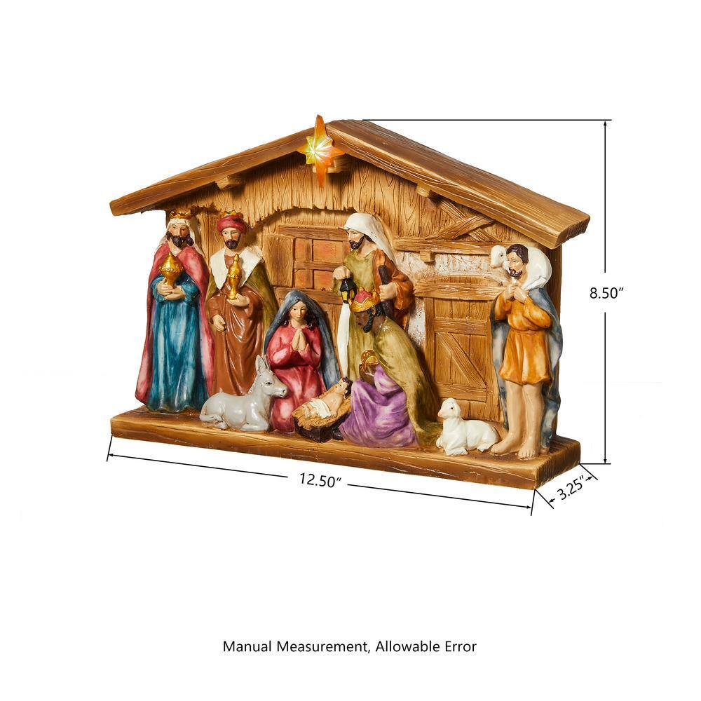 12.5" Lighted Resin Nativity Scene with Holy Family